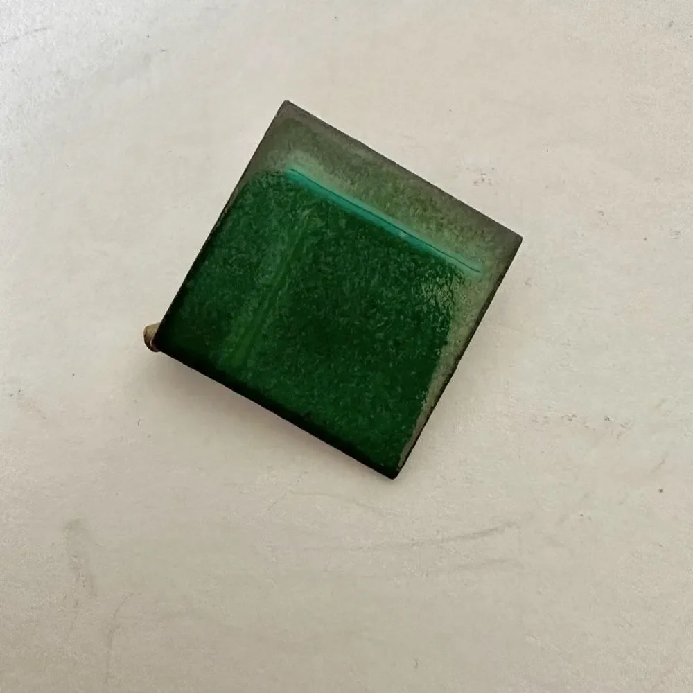 Green square vintages brooch